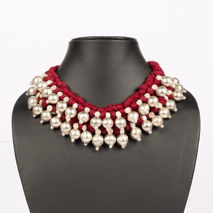 Tribes India Two Line Ghungru Necklace Tribal Design (Multi-Color Thread)