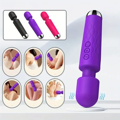 Upgraded Rechargeable Wand Massager | 100% Waterproof Handheld Body Massager for Back, Neck & Shoulders | Portable Deep Muscle Massage Gun with Quiet Operation (Any Random Color)