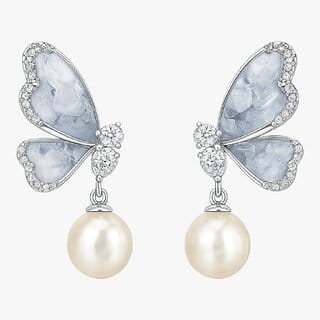 Drop Butterfly Earrings for Girls with Artificial Stone