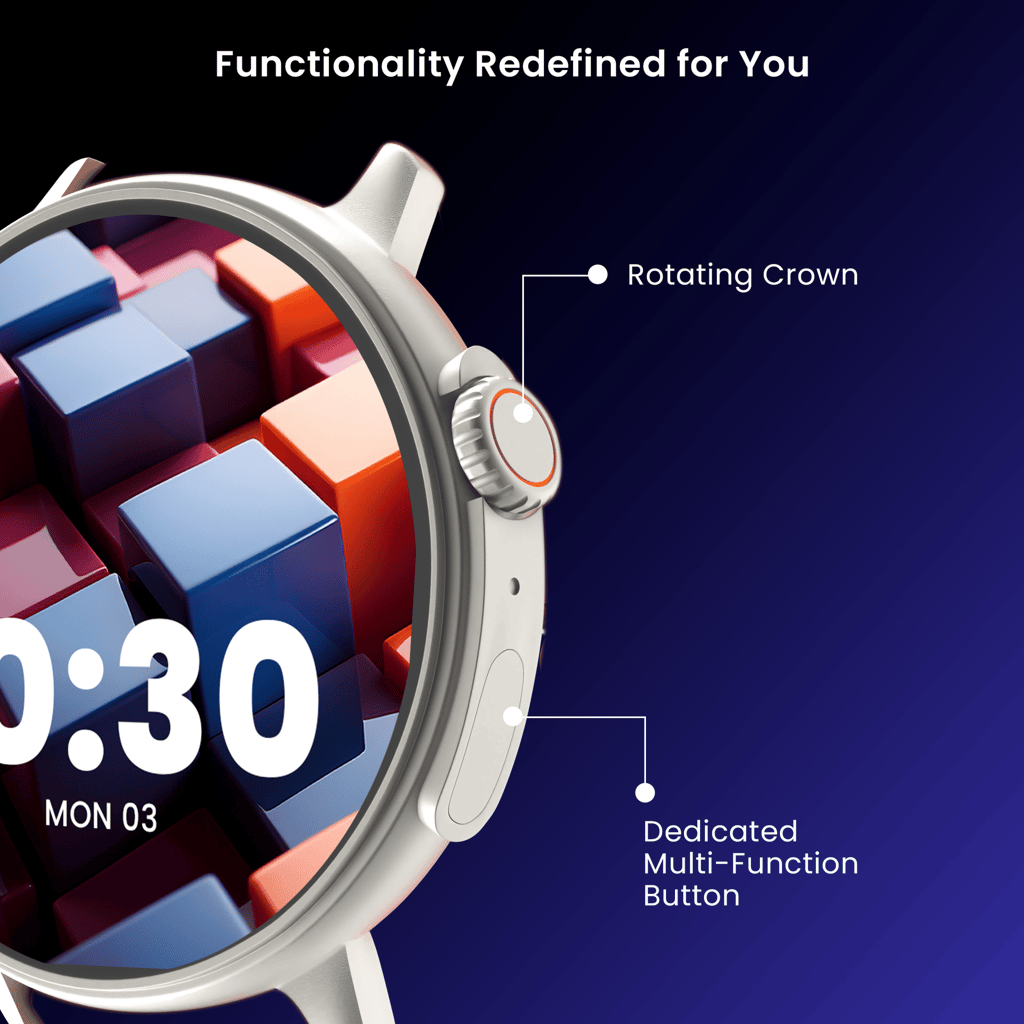 CELLECOR M7 PRO RAY 1.43" AMOLED Display | 700 NITS | AOD | BT-Calling | AI Voice | Split Screen | IP67 | Rotating Crown | SmartWatch (Golden Black)