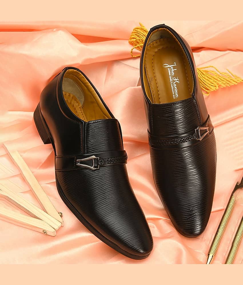 John Karsun - Black Men's Slip On Formal Shoes