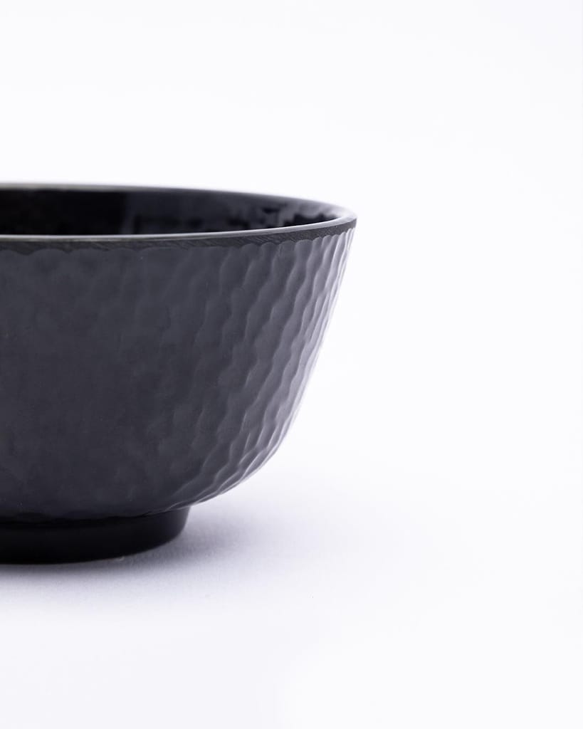 Soup Bowl, Hammered, Melamine, Black, Set of 6