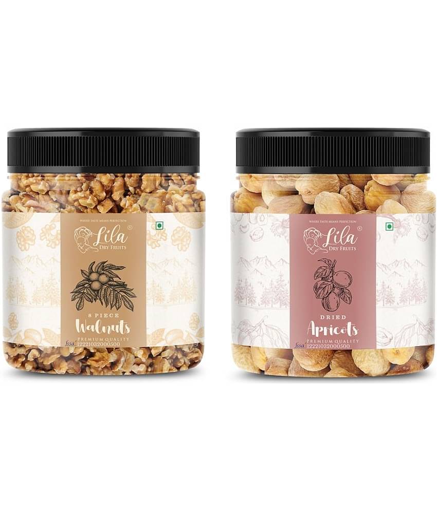 Lila Dry Fruits Walnuts (500gm) & Apricots(500gm) Combo | Akhrot Khubani Combo