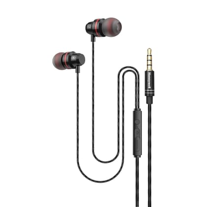 Honeywell Moxie V50 Wired Earphones with built in Mic, 3.5mm AUX, Voice Assistant Enabled, 1.2 Mtr