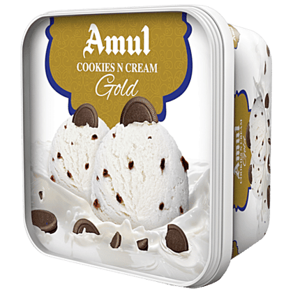 Amul Gold Cookies N Cream Ice Cream, 1 L Tub