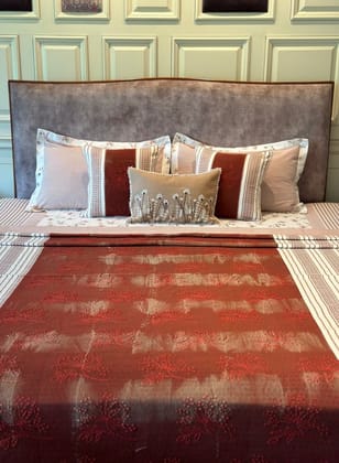 KRI India Bloom Burnt Red Stone Washed Embroidered Bedcover Set | Burnt Red, beige and off white | 108x108 inches | Wash & Care | 100% Cotton | Handcrafted in India. 100% organic & natural. KRI India Bloom Burnt Red Stone Washed Embroidered Bedcover Set | Burnt Red, beige and off white | 108x108 inches | Wash & Care | 100% Cotton | Handcrafted in India. 100% organic & natural.