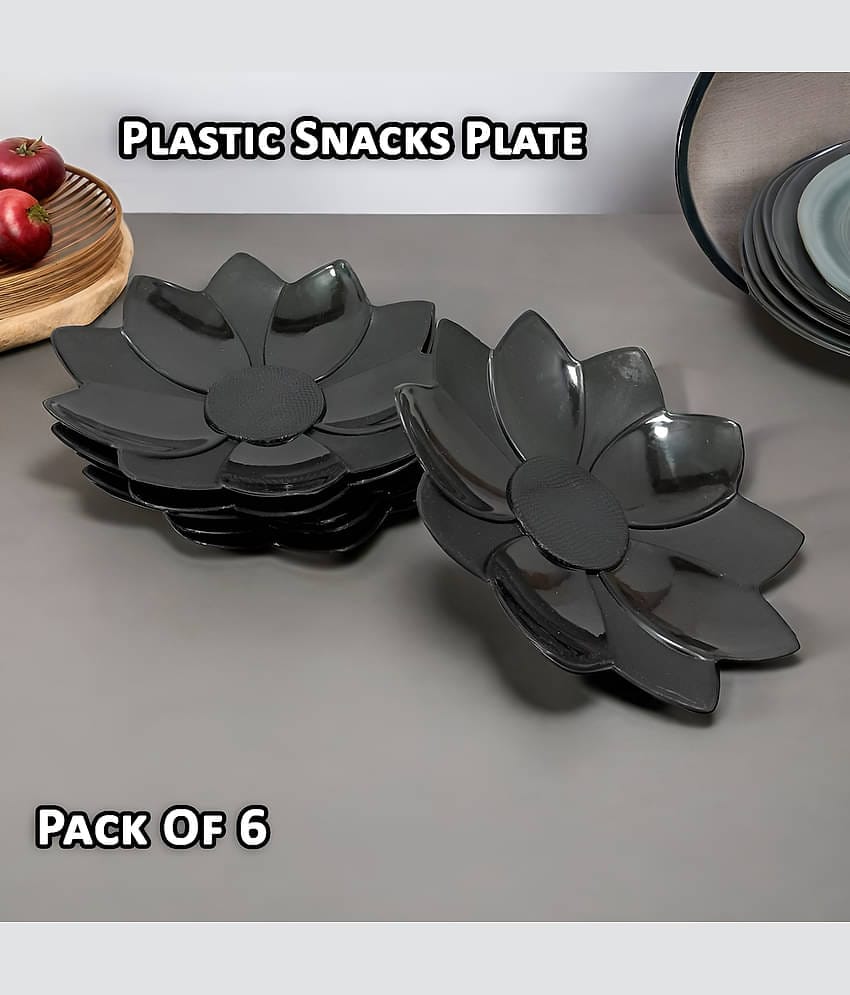 Inpro 6 Pcs Plastic Black Quarter Plate