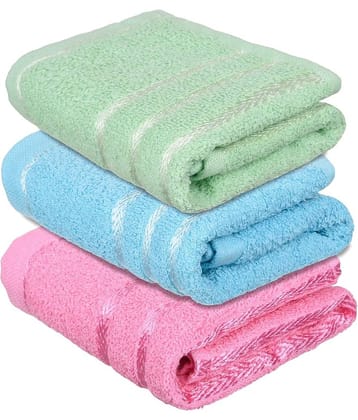 Swadesi E Shop Pack of 3 Cotton 351-400 -GSM Hand Towel ( Assorted )