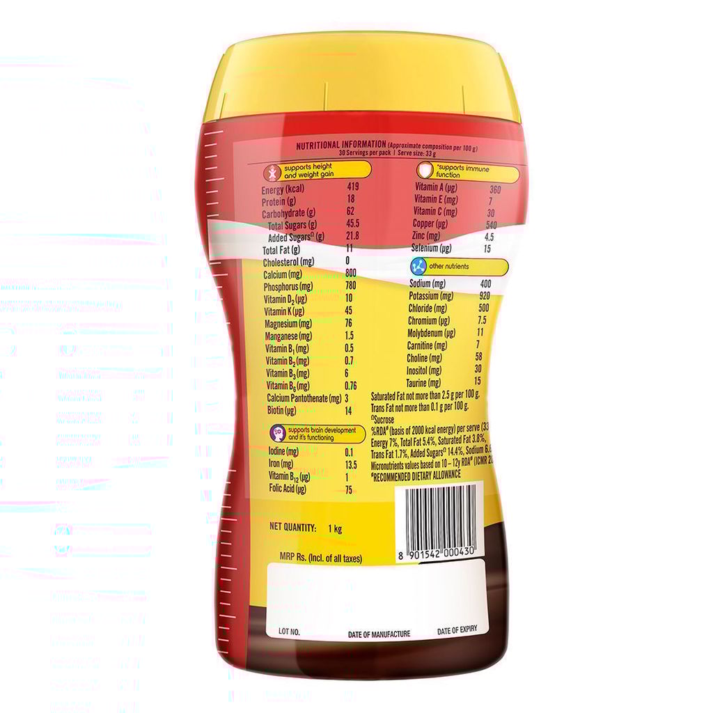 Complan Nutrition Drink Powder for Children, Royale Chocolate Flavour, 1 kg Jar | Nutrition drink for kids with protein & 34 vital nutrients