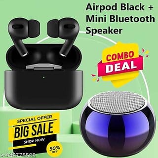 (Combo Of 2):Wireless Earbuds Pro With Mini Portable True Wireless Bluetooth Speaker