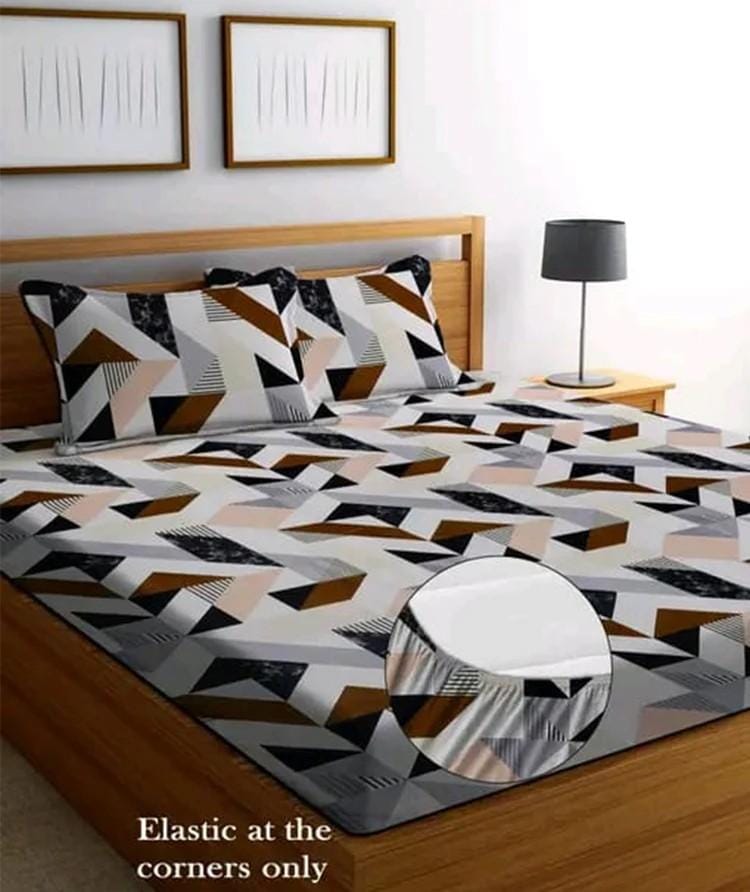 Glace Cotton Double Bed Fitted Bedsheet