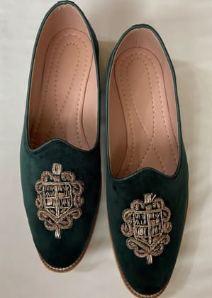 BOTTLE GREEN HANDWORK LEATHER SUEDE FOR MEN-6