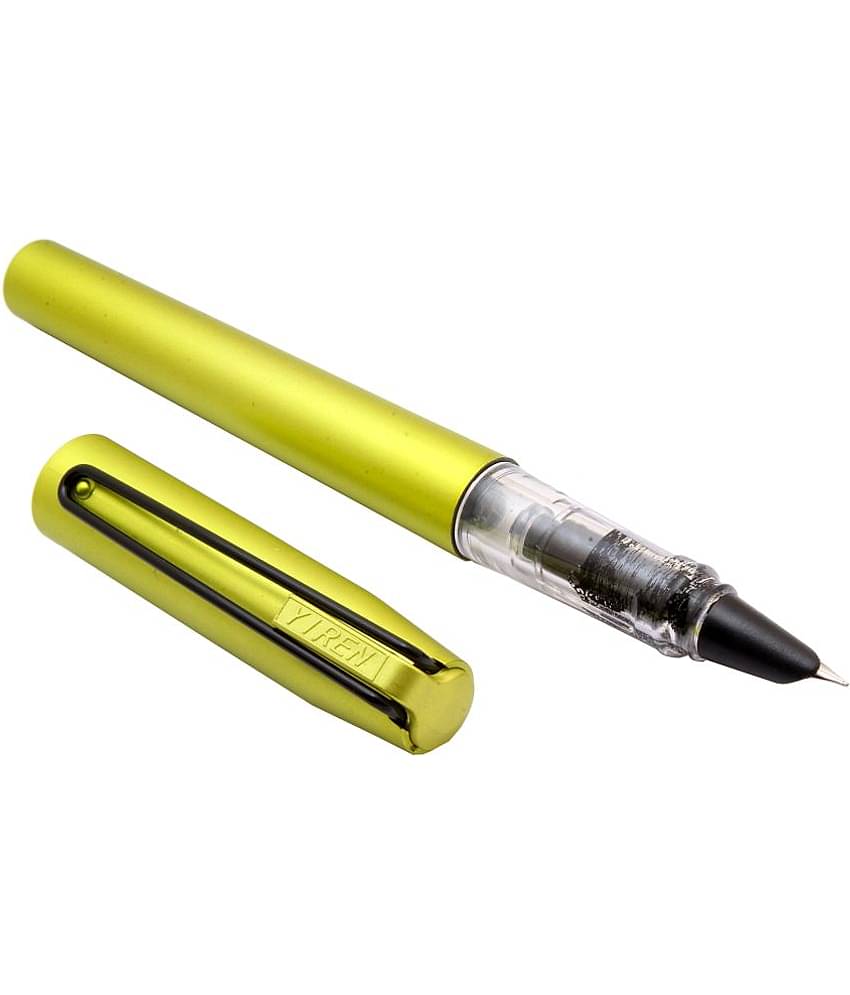 Srpc Yiren 6021 Fine Nib Fountain Pen Neon Green Body Black Wired Clip