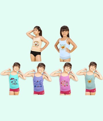 Paryag Pack of 6 Girls Cotton Blend Camisoles ( Multicolor )