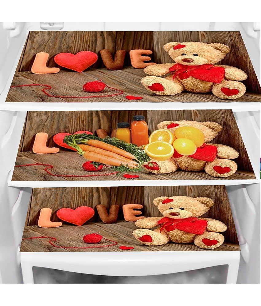 Sanraksshan PVC Floral Fridge Mats ( 40 30 ) Pack of 3 - Multicolor