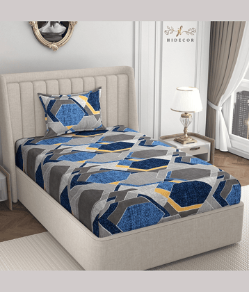 HIDECOR Microfiber 1 Single Bedsheet with 1 Pillow Cover ( Blue )