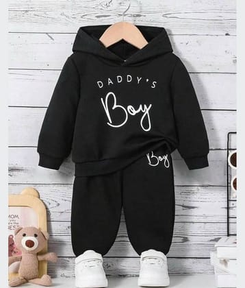 MUSNAHGARMENTS Pack of 1 Baby Boys Cotton Sweatshirt & Trackpant Set ( Black )