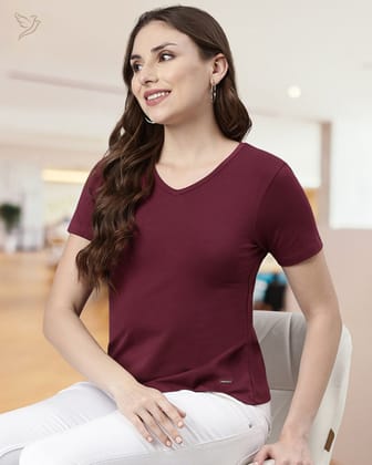 Basic V-Neck Tee - Grape Vine-XS / Grape Vine