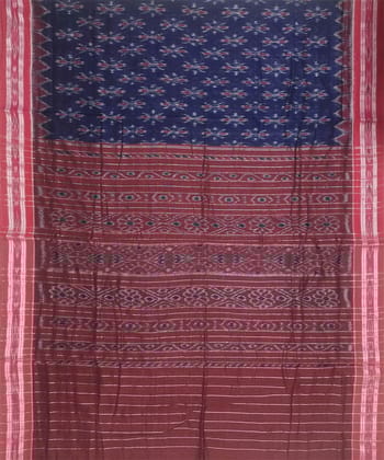 NAVY BLUE AND RED HANDLOOM SAMBALPURI SAREE