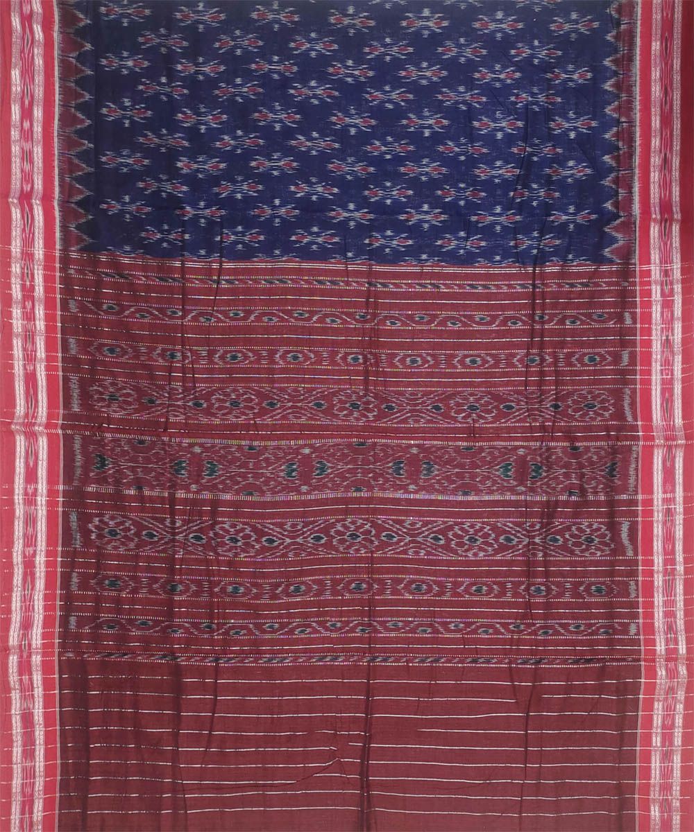 NAVY BLUE AND RED HANDLOOM SAMBALPURI SAREE