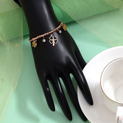 Gloss Black Color Stainless Steel 18k Gold Plated Demi Fine Bracelet-Bracelet Size: Adjustable / Black / Alloy With Good Quality Rose Gold Plated
