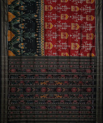 Maroon black silk handwoven khandua saree Maroon black silk handwoven khandua saree