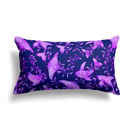 Blue purple Fish Chaos-Canvas Cushion / 16x16 / without