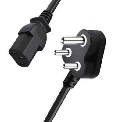 Champion Power Cord Cable 3-Pin for Desktop PCs, Printers, Monitors and SMPS (Black)