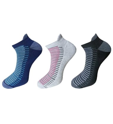 3_Pair Set Unisex Casual Cotton Striped Ankle Length Socks (Multicolor)-PID54082 3_Pair Set Unisex Casual Cotton Striped Ankle Length Socks (Multicolor)-PID54082