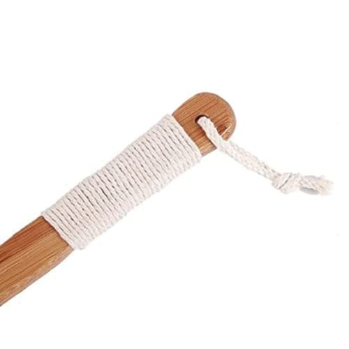NIDY® Bathing Brush Bristle Long Handle Bath Brush Rubbing Back Curved Wooden Rod Arc Soft Bead Brush Bath Body Brush for Dry Skin Back Scrubber Boar Bristles Bath Brush with Massage Nodes