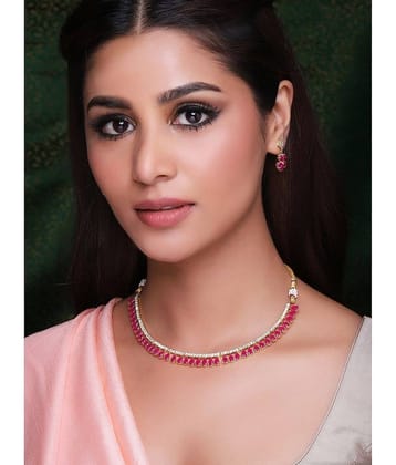 Sunhari Jewels Pink Alloy Necklace Set ( Pack of 1 )