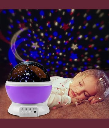 Gatih Star Master Colorful LED 360 Degree Rotating Moon Light Projector Night Lamp with USB Cable Kids Room Night Bulb - Pack Of 1