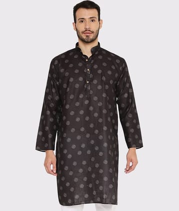 Maharaja - Black Linen Men's Regular Kurta ( Pack of 1 )