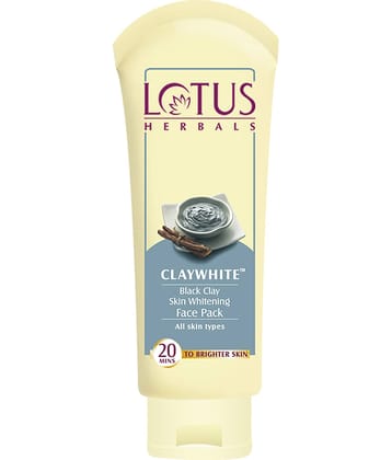 Lotus Herbals Claywhite Black Clay Face Pack , Detans Skin & Unclog Pores , 60G