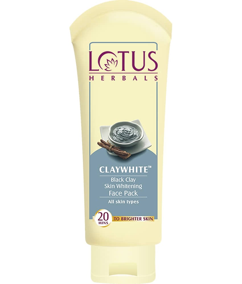 Lotus Herbals Claywhite Black Clay Face Pack , Detans Skin & Unclog Pores , 60G