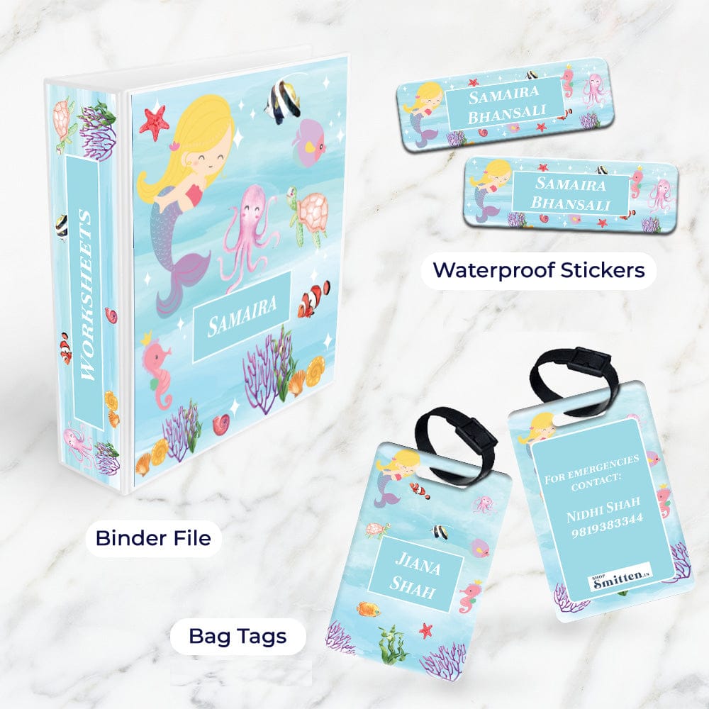 Lil Mermaid Stationery Set (kids)-Blue Watercolor / Mini Set