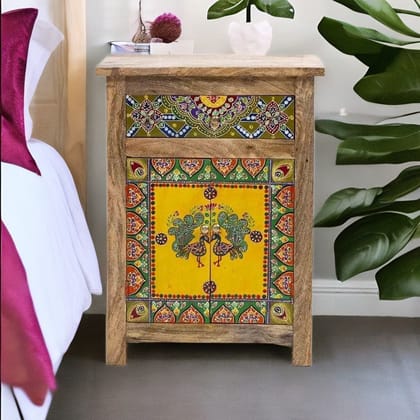 Wooden Side Painted Cabinet Drawer Desk Storage Bedside Setof2