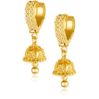 Filigree work   Hoop Earring Clip on fancy drop Bali Earring for Women and Girls [VFJ1484ERG]