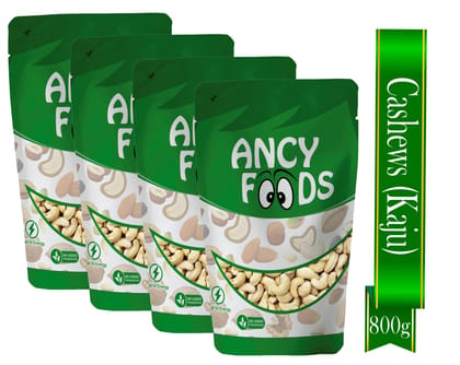 Ancy Kaju (Cashew) 800 Grams (200 Grams X 8) for All Ages | High in Protein and Boosts Energy and Build Immunity | Healthy Nutritious Cashew Nut | Delicious Vegan & Crunchy Kaju Nut for Cooki