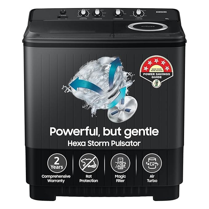 Samsung 9 Kg 5 Star Semi-Automatic Top Load Washing Machine Appliance (WT90B3560RB/TL,DARK GRAY)