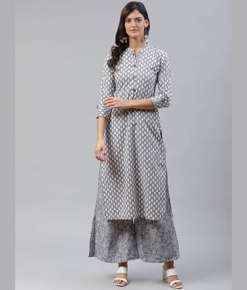 HIGHLIGHT FASHION EXPORT - Light Grey Straight Cotton Women's Stitched Salwar Suit ( Pack of 1 )