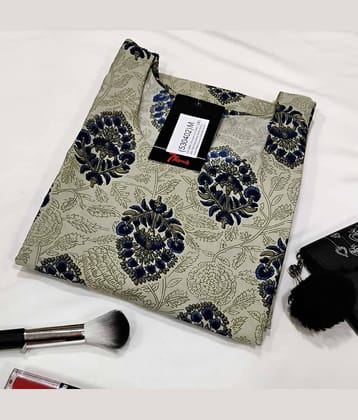 Ethnicbasket Pack of 1 Crepe Printed Straight Women's Kurti - ( Grey )