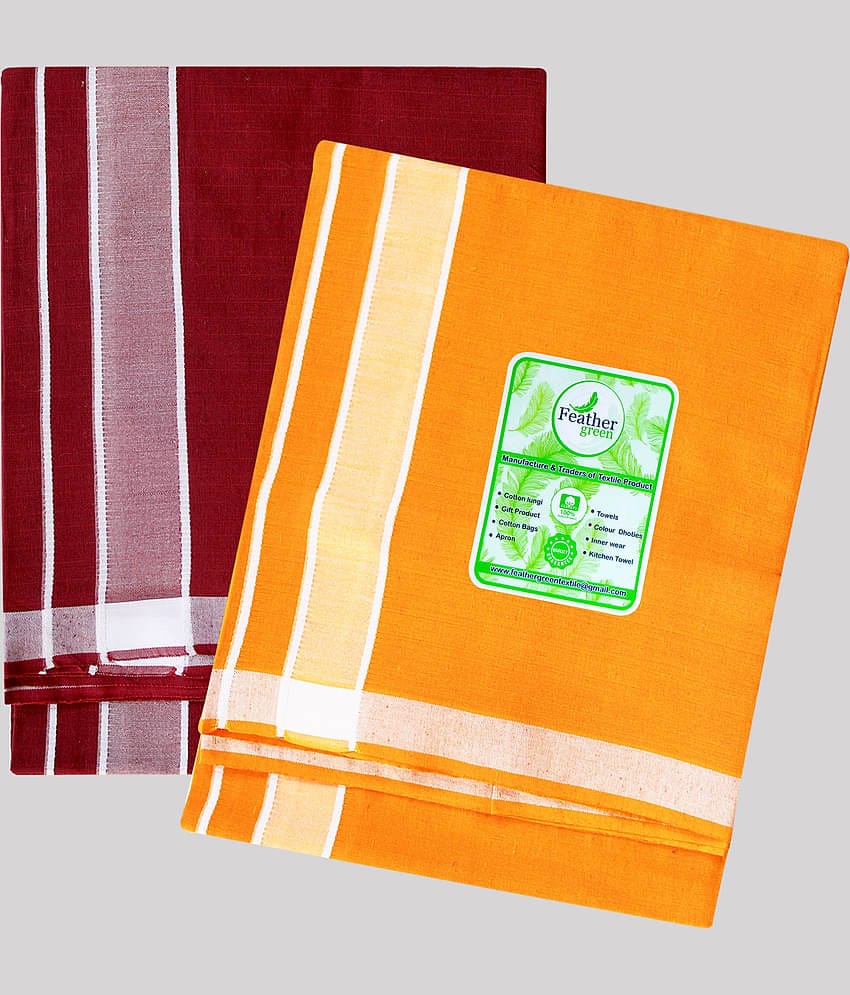 Feather Green - Multicolor Cotton Men's Lungi ( Pack of 2 )