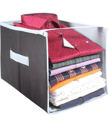 PrettyKrafts Shirt Stacker, Closet Organizer, Open Front, Shirts and Clothing Organizer, GreyBlack