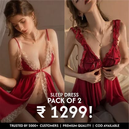 Pack of 2 Freya Two Piece Babydoll Lingerie & Velvet Envy Lingerie Set-S