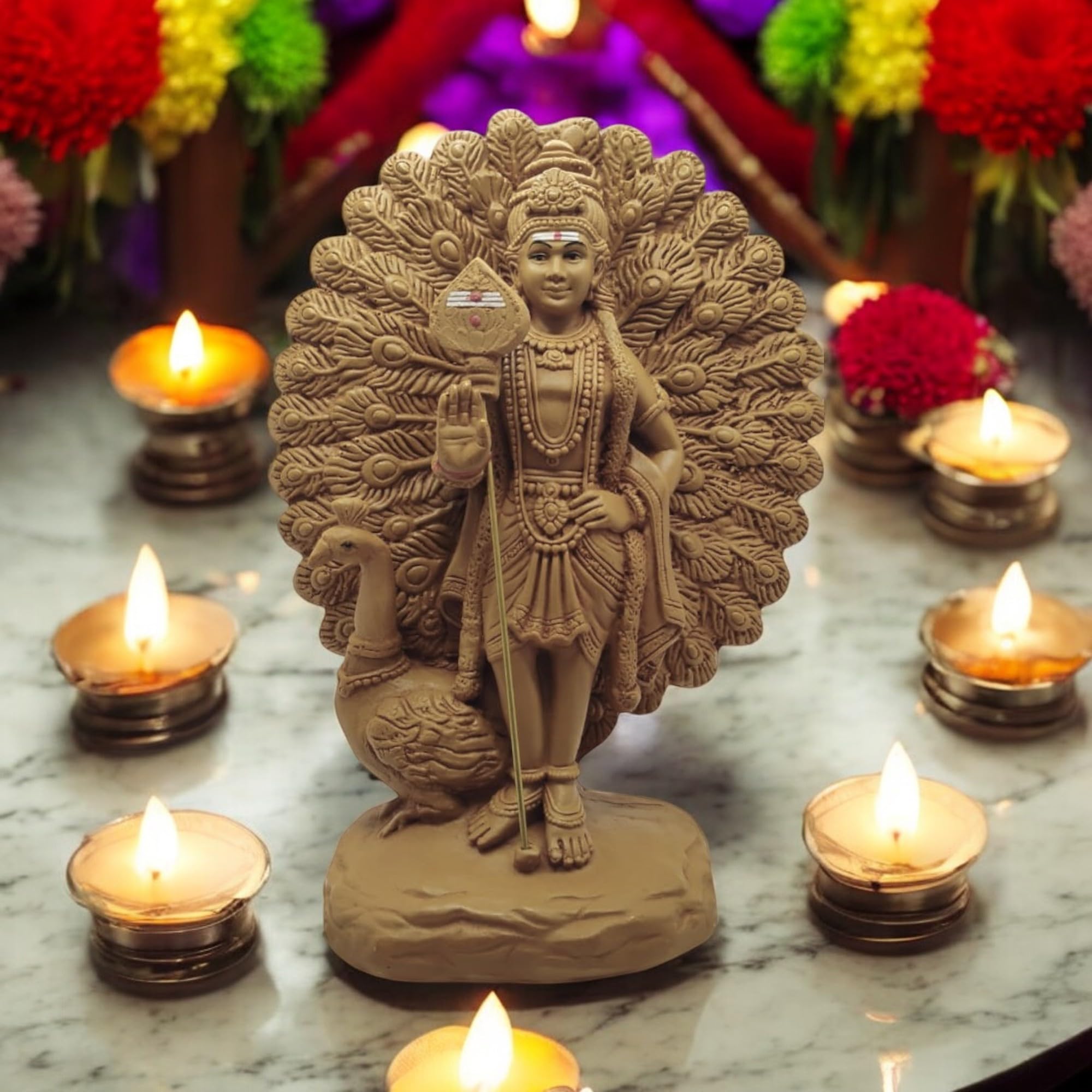 AMS Palani Murugan Idol Hindu God Subramanya Swamy Decorative Statue for Home Decor Pooja Prayer Spiritual Showpiece & Gifts Resin, 28 cm