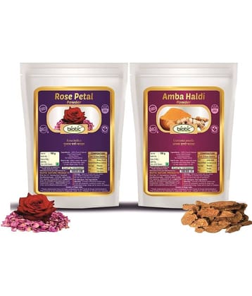 Biotic Rose Petal Powder and Amba Haldi Powder for Face Skin (100gm each) 200 gm