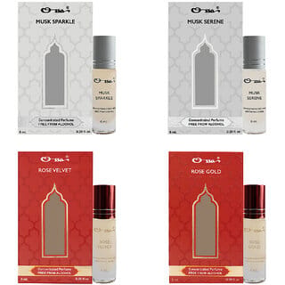 Ossa Musk Sparkle Serene, Rose Velvet Gold Unisex Concentrated Perfums Alcohol Free Attar Combo (Pack of 4)