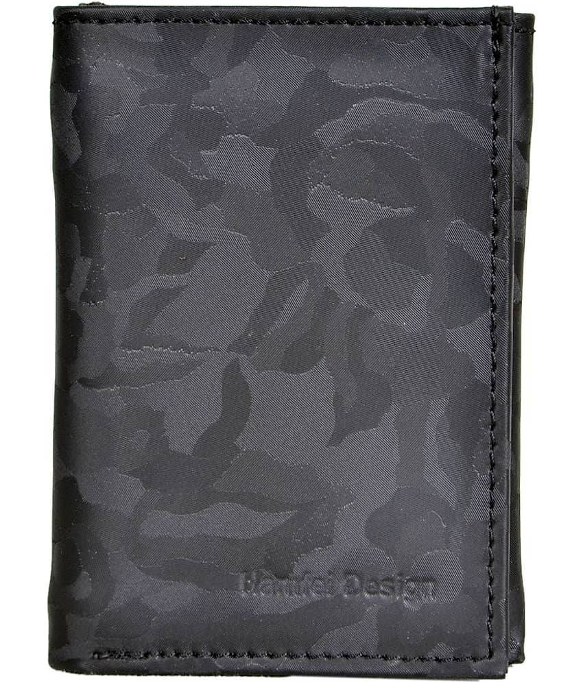 ULTIFAB Vintage Black Leather Men's Three Fold Wallet ( Pack of 1 )