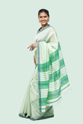 Imperial Maheshwari Rich Thread Brocade Saree with Tassels – Green